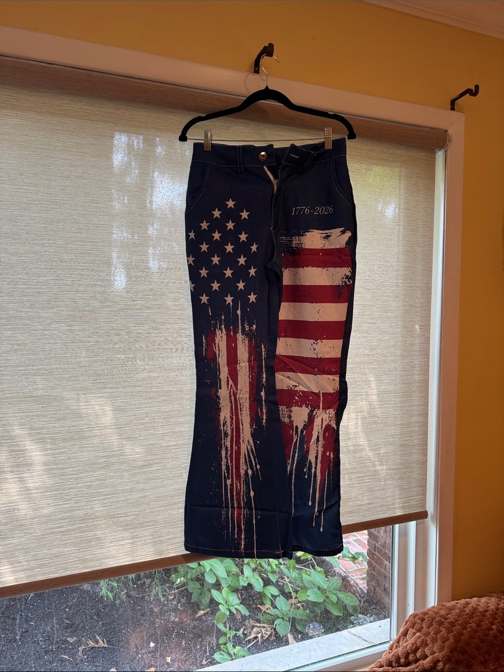 Kids Navy Blue American Flag Print Pants